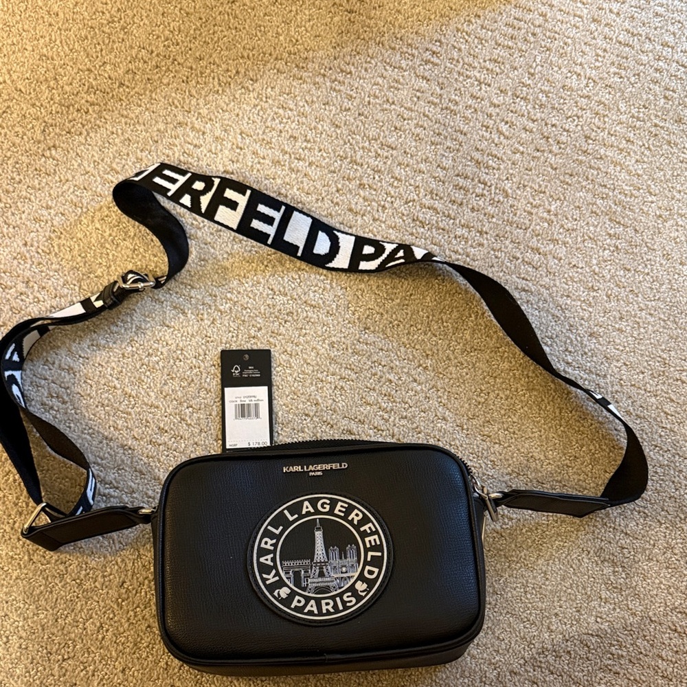 Karl Lagerfeld Black Belt Bag with Logo